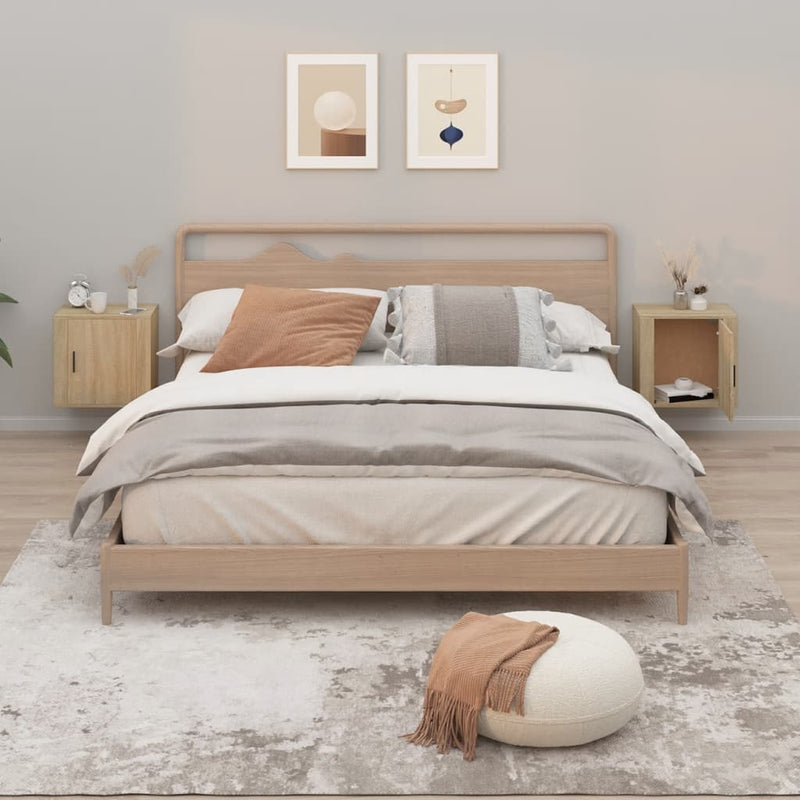 vidaXL 2 db sonoma tölgy falra szerelhető éjjeliszekrény 50x30x47 cm