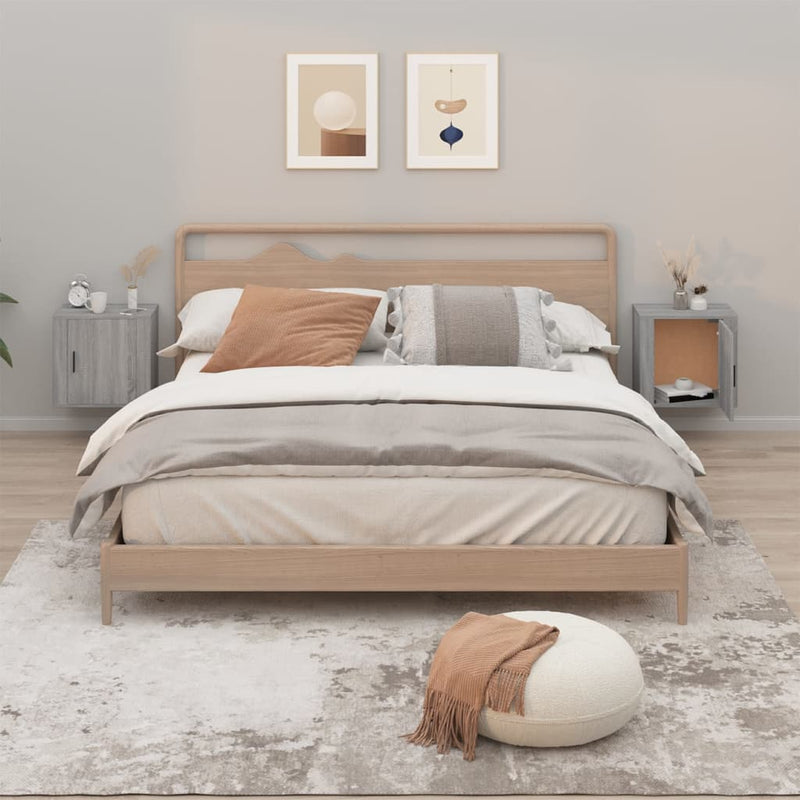 vidaXL 2 db szürke sonoma falra szerelhető éjjeliszekrény 50x30x47 cm