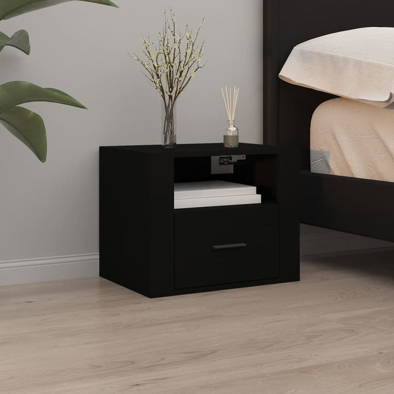 vidaXL 2 db fekete falra szerelhető éjjeliszekrény 50 x 36 x 40 cm