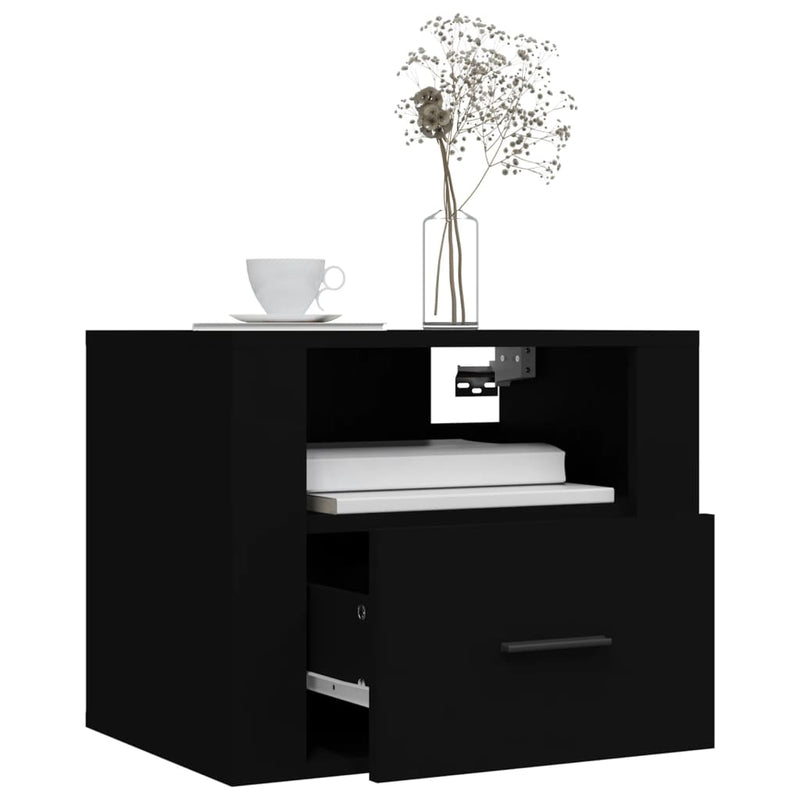 vidaXL 2 db fekete falra szerelhető éjjeliszekrény 50 x 36 x 40 cm