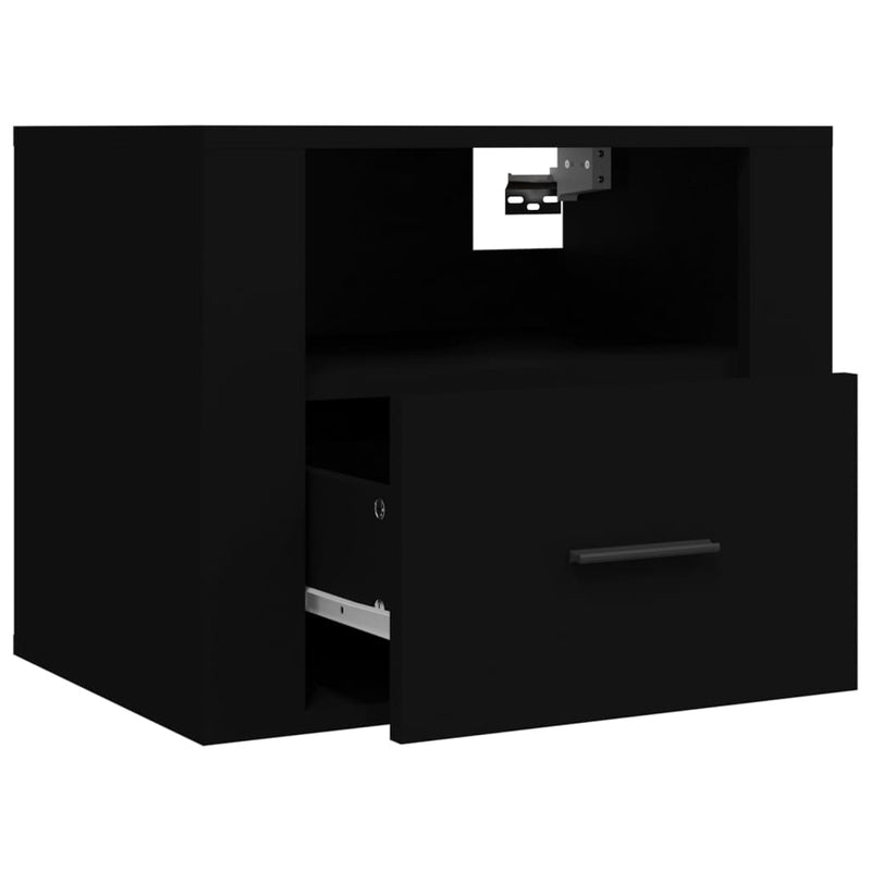 vidaXL 2 db fekete falra szerelhető éjjeliszekrény 50 x 36 x 40 cm