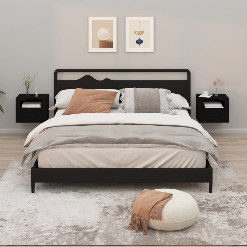 vidaXL 2 db fekete falra szerelhető éjjeliszekrény 50 x 36 x 40 cm
