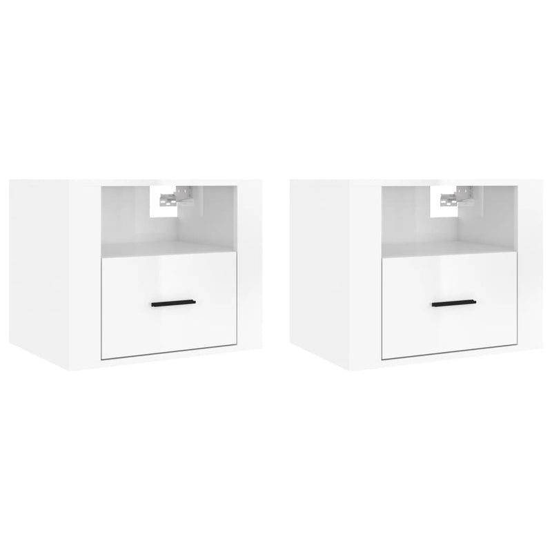vidaXL 2 db magasfényű fehér fali éjjeliszekrény 50x36x40 cm