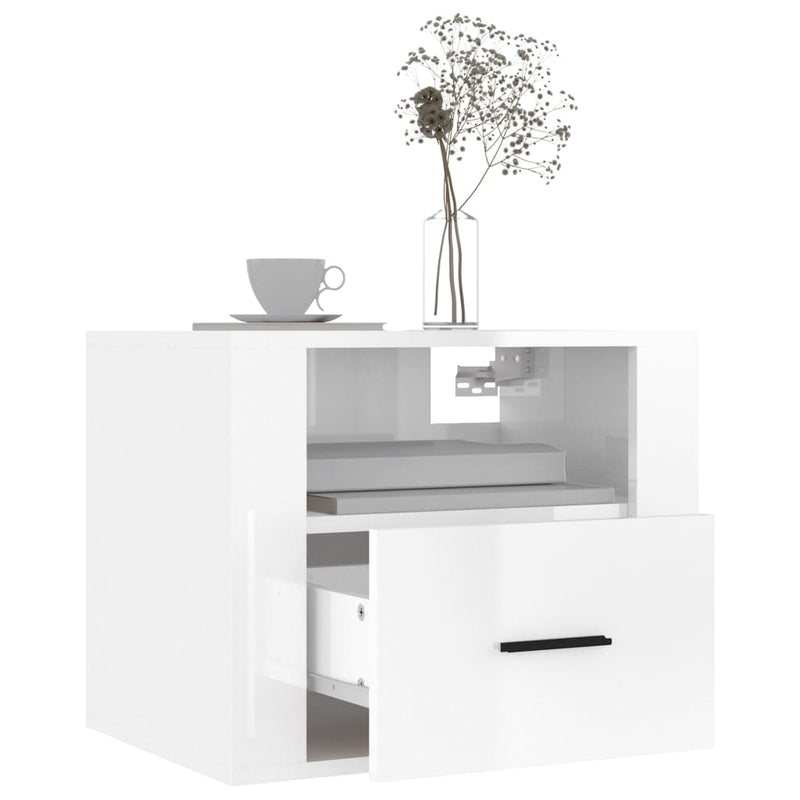 vidaXL 2 db magasfényű fehér fali éjjeliszekrény 50x36x40 cm