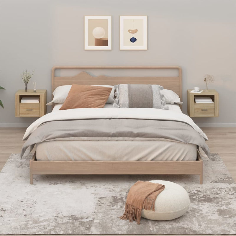 vidaXL 2 db sonoma tölgy falra szerelhető éjjeliszekrény 50x36x40 cm