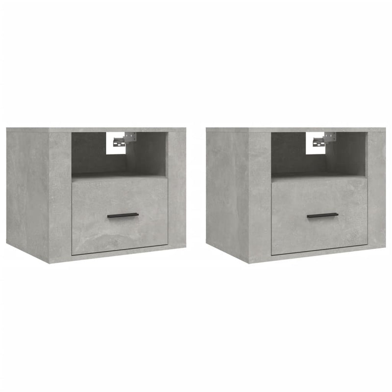 vidaXL 2 db betonszürke falra szerelhető éjjeliszekrény 50x36x40 cm