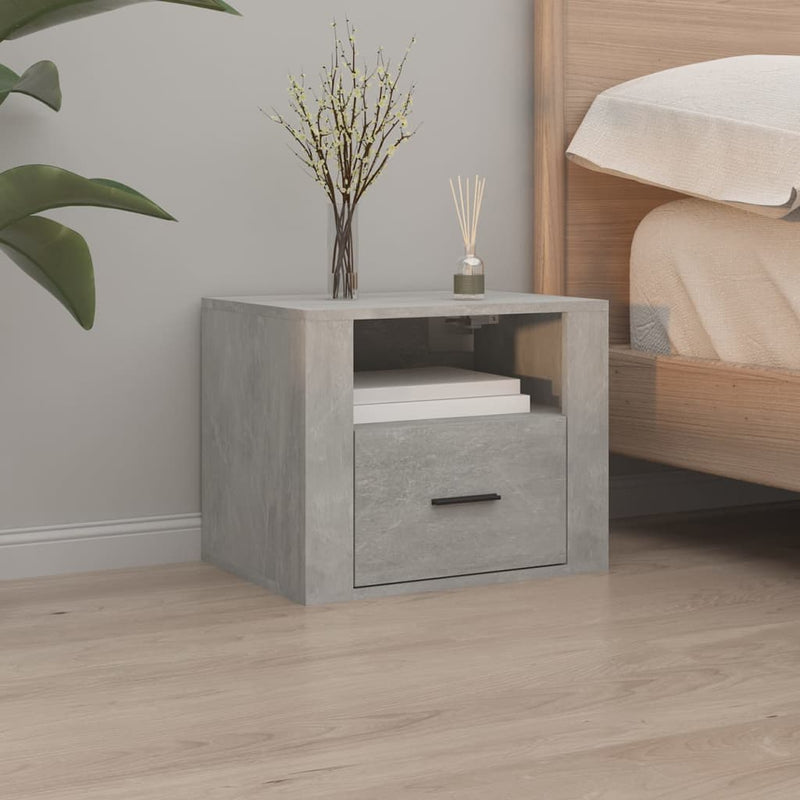 vidaXL 2 db betonszürke falra szerelhető éjjeliszekrény 50x36x40 cm
