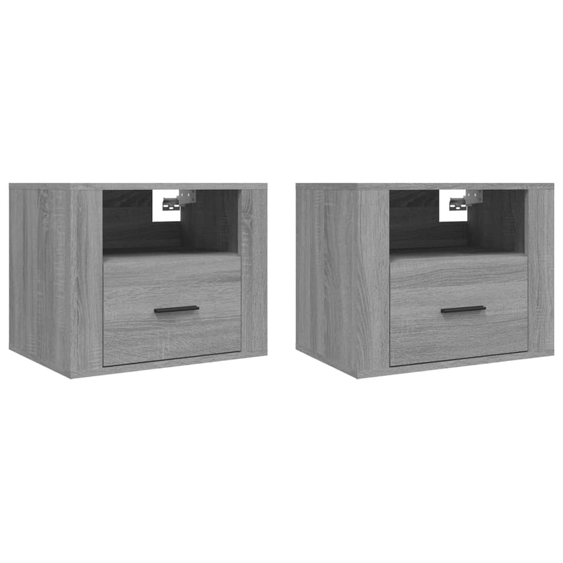vidaXL 2 db szürke sonoma falra szerelhető éjjeliszekrény 50x36x40 cm