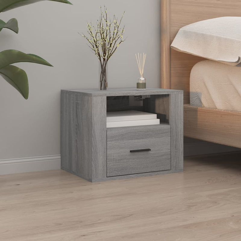 vidaXL 2 db szürke sonoma falra szerelhető éjjeliszekrény 50x36x40 cm