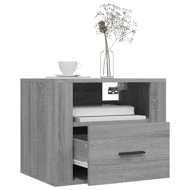 vidaXL 2 db szürke sonoma falra szerelhető éjjeliszekrény 50x36x40 cm