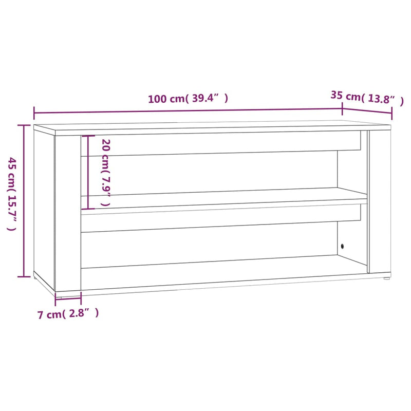 vidaXL sonoma tölgy színű szerelt fa cipőtartó 100x35x45 cm
