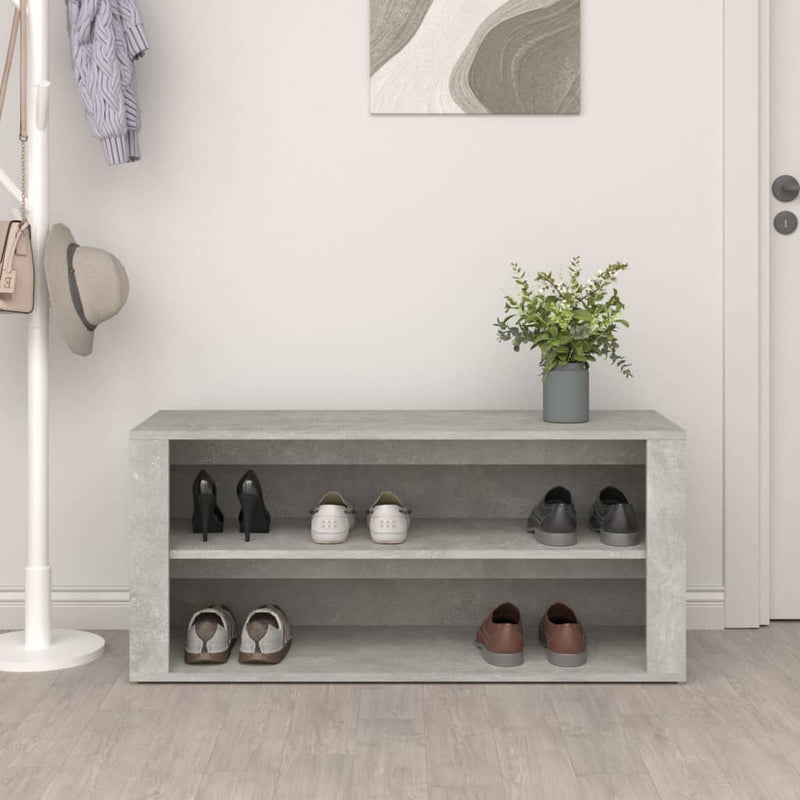 vidaXL betonszürke szerelt fa cipőtartó 100x35x45 cm