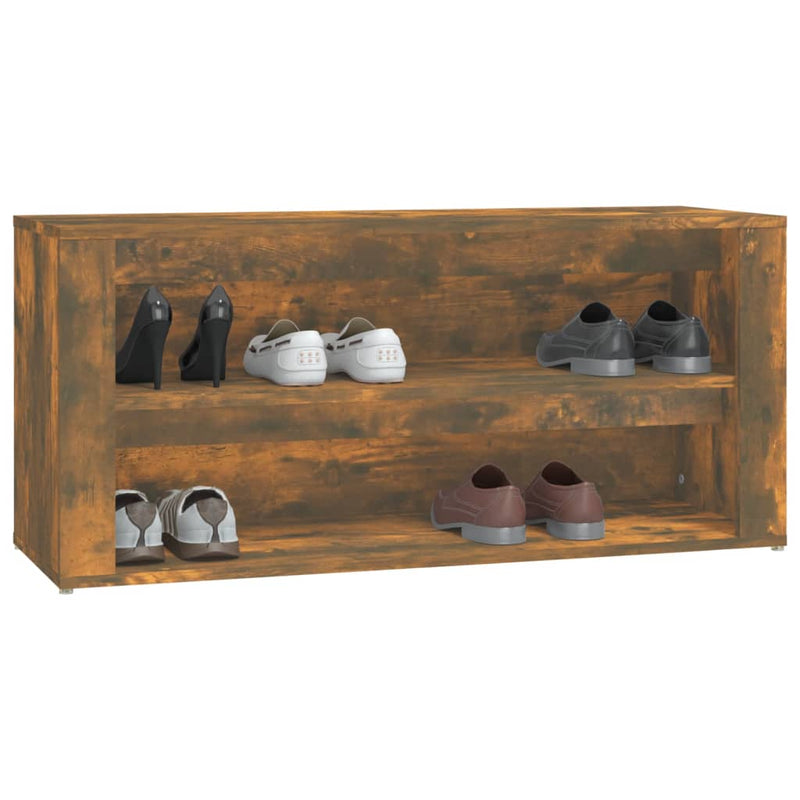vidaXL füstös tölgy színű szerelt fa cipőtartó 100x35x45 cm