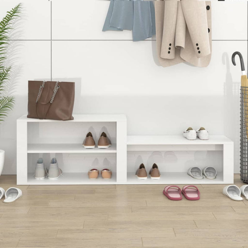 vidaXL magasfényű fehér szerelt fa cipőszekrény 150x35x45 cm