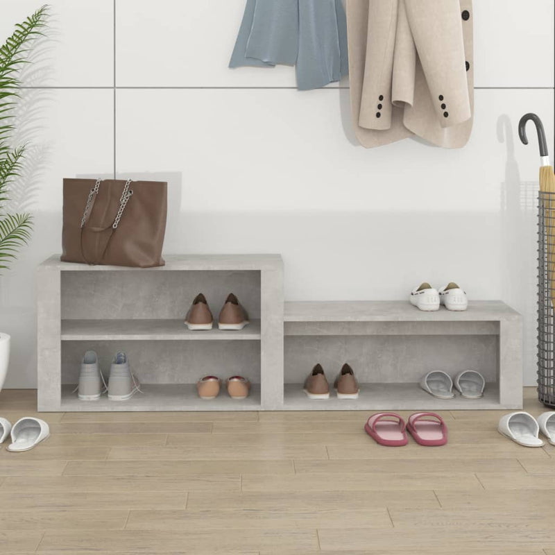 vidaXL betonszürke szerelt fa cipőszekrény 150x35x45 cm
