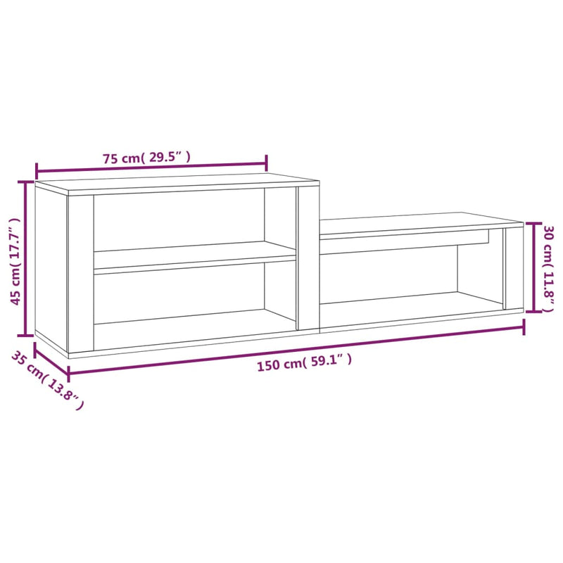 vidaXL barna tölgyszínű szerelt fa cipősszekrény 150x35x45 cm