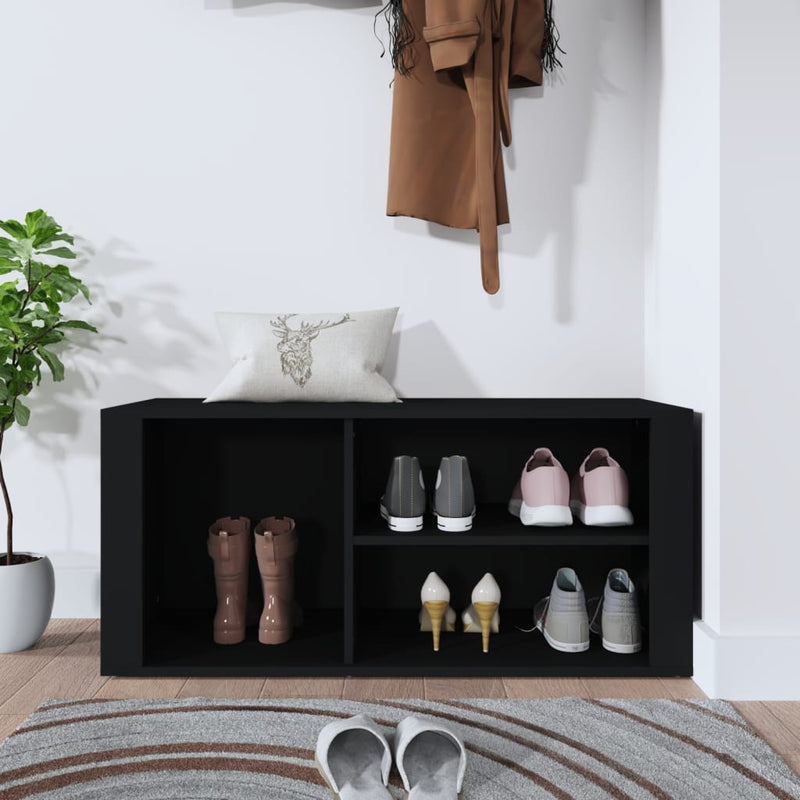 vidaXL fekete szerelt fa cipősszekrény 100x35x45 cm
