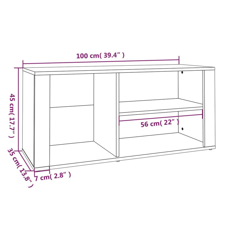 vidaXL fekete szerelt fa cipősszekrény 100x35x45 cm