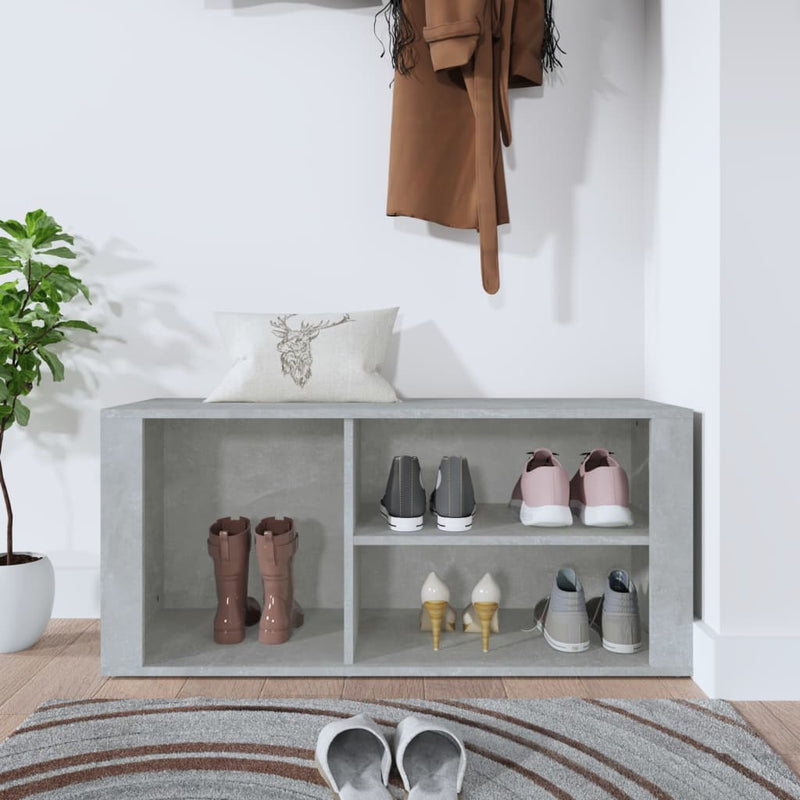 vidaXL betonszürke szerelt fa cipőszekrény 100x35x45 cm