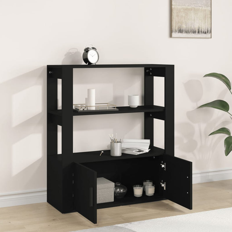 vidaXL fekete szerelt fa tálalószekrény 80x30x90 cm