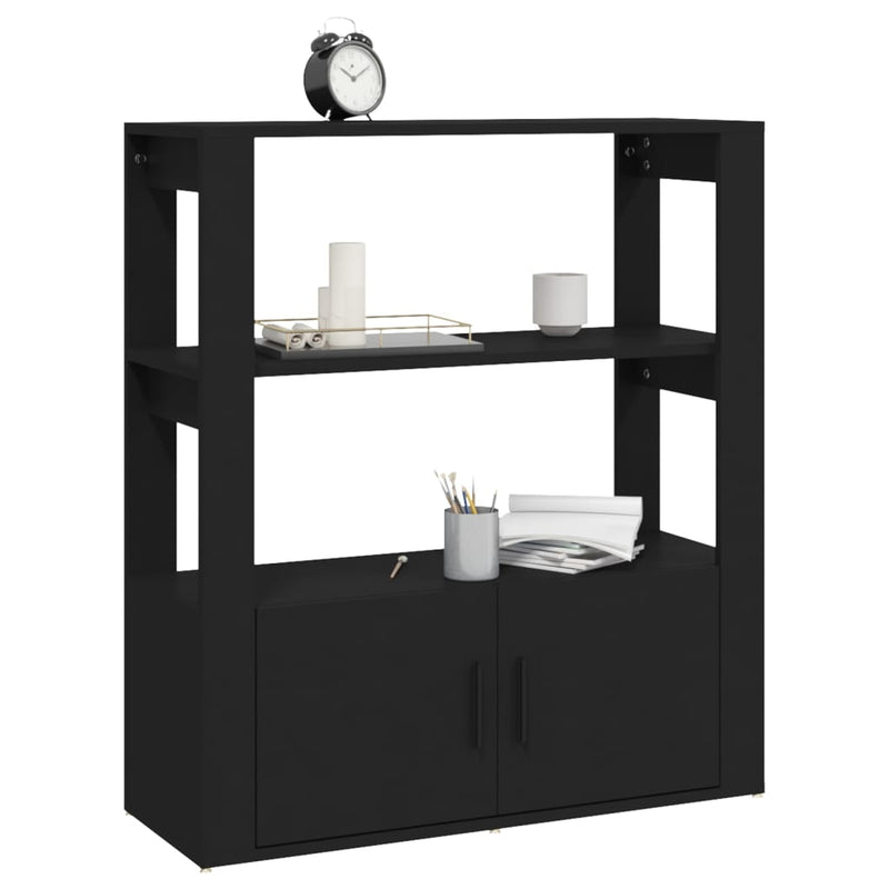 vidaXL fekete szerelt fa tálalószekrény 80x30x90 cm