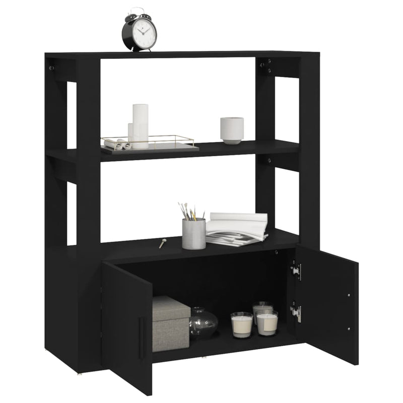 vidaXL fekete szerelt fa tálalószekrény 80x30x90 cm
