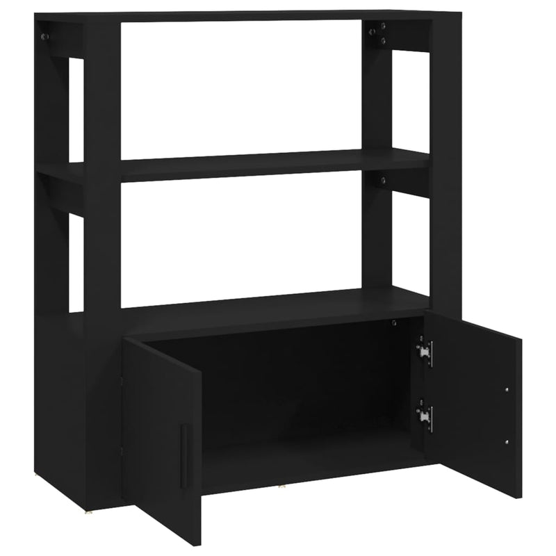 vidaXL fekete szerelt fa tálalószekrény 80x30x90 cm
