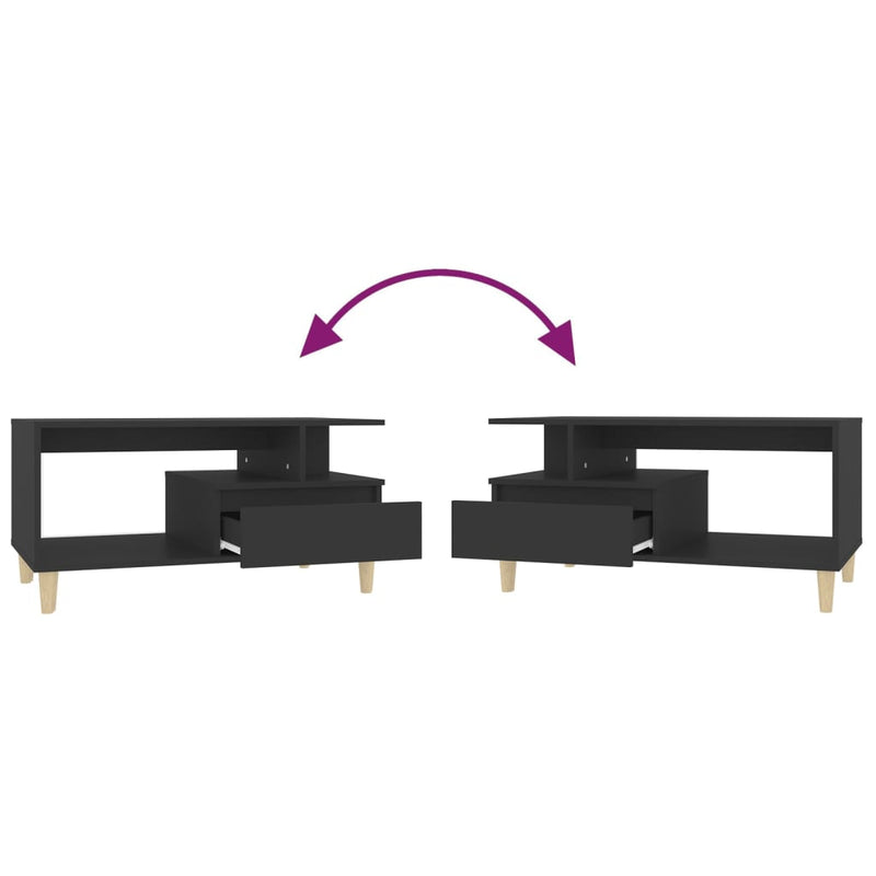 vidaXL fekete szerelt fa dohányzóasztal 90 x 49 x 45 cm