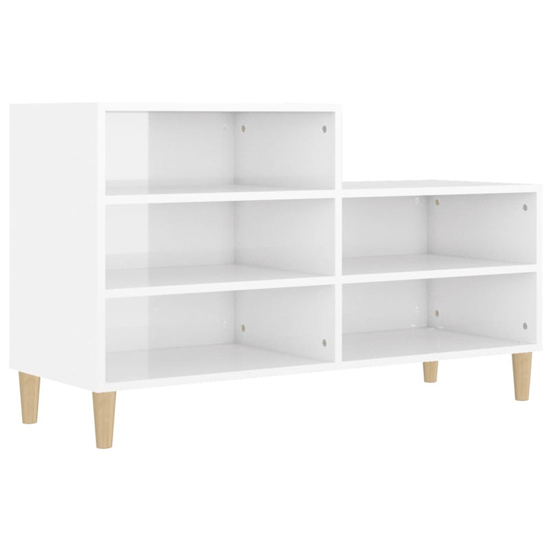 vidaXL magasfényű fehér szerelt fa cipősszekrény 102x36x60 cm