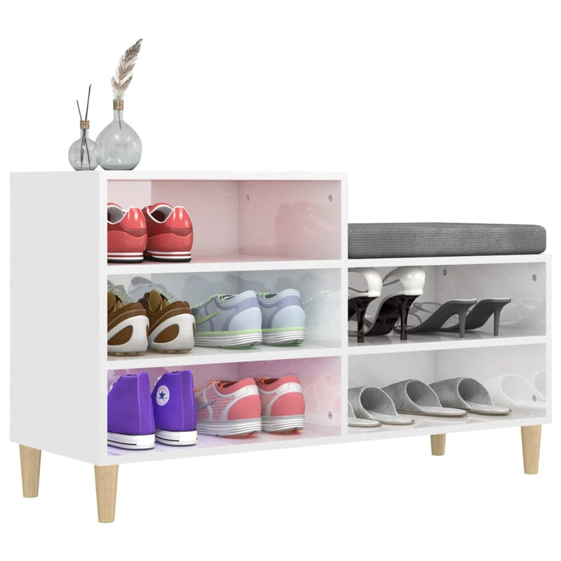 vidaXL magasfényű fehér szerelt fa cipősszekrény 102x36x60 cm