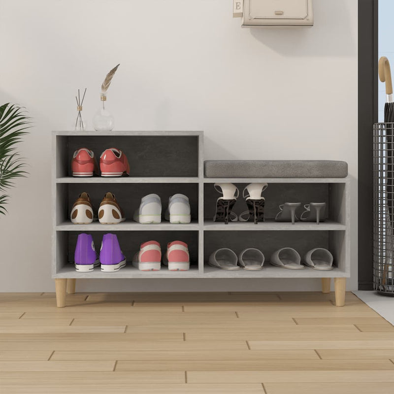 vidaXL betonszürke szerelt fa cipőszekrény 102x36x60 cm