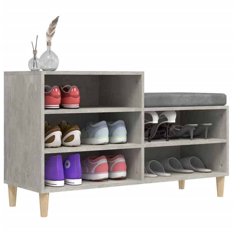 vidaXL betonszürke szerelt fa cipőszekrény 102x36x60 cm