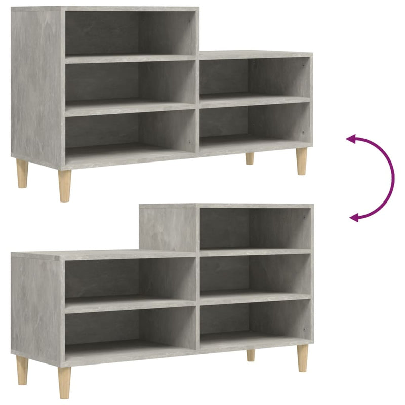vidaXL betonszürke szerelt fa cipőszekrény 102x36x60 cm