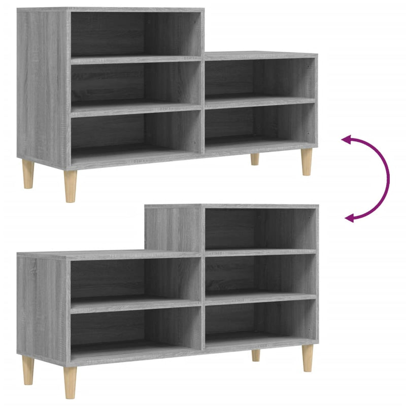 vidaXL szürke sonoma színű szerelt fa cipősszekrény 102x36x60 cm
