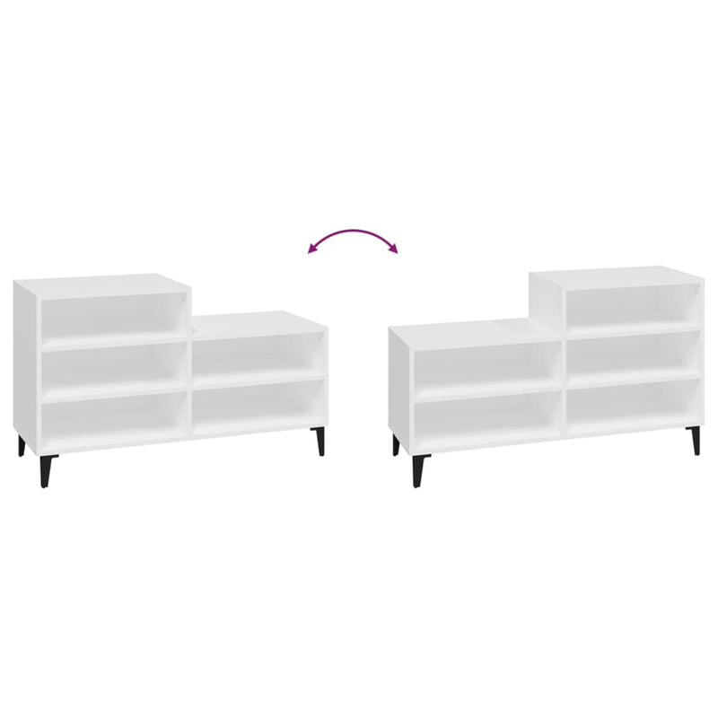 vidaXL fehér szerelt fa cipősszekrény 102x36x60 cm