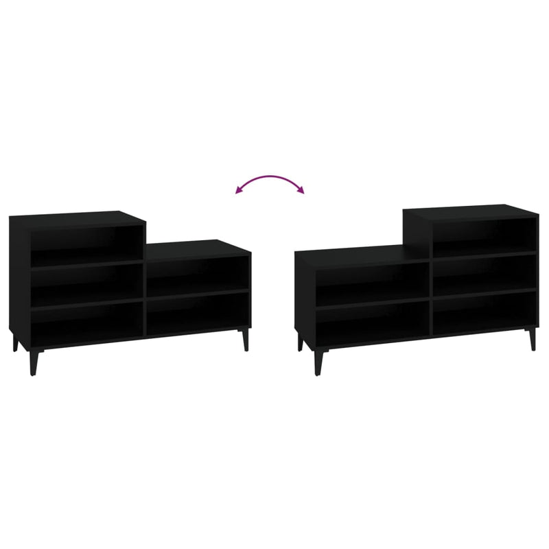 vidaXL fekete szerelt fa cipősszekrény 102x36x60 cm