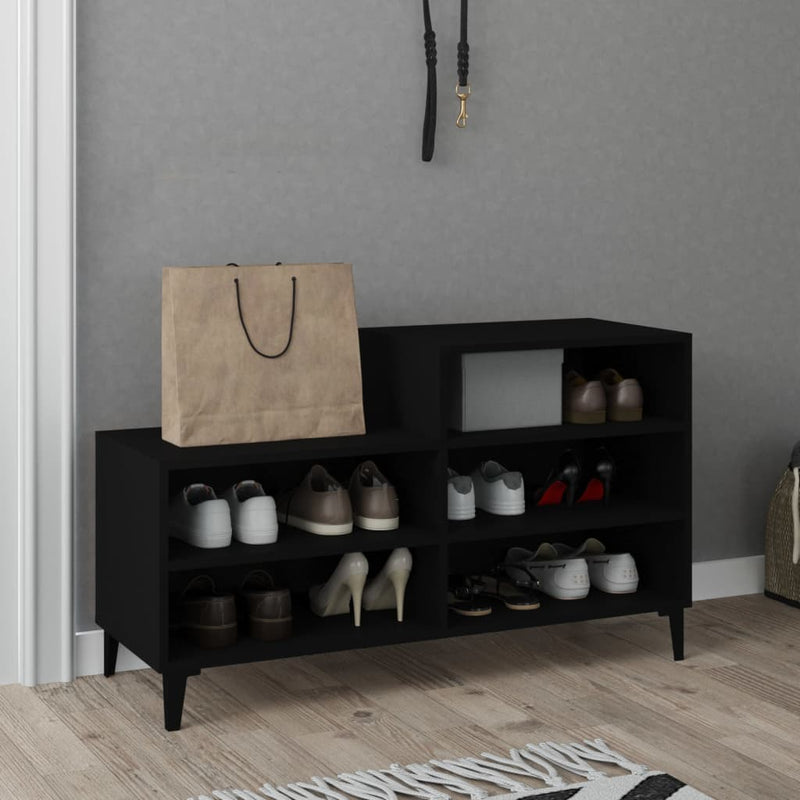 vidaXL fekete szerelt fa cipősszekrény 102x36x60 cm