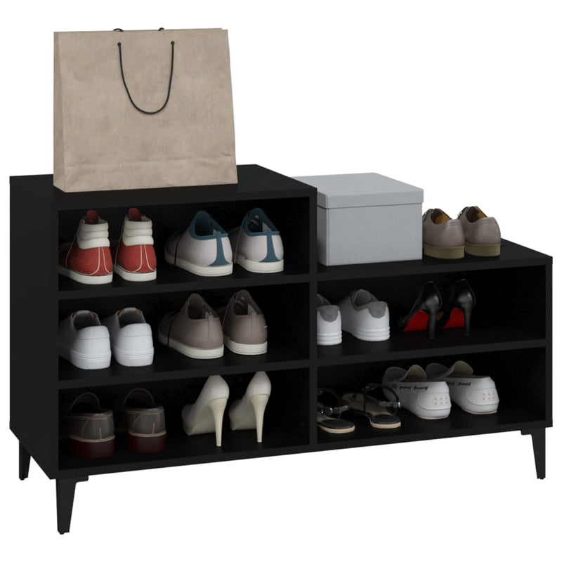 vidaXL fekete szerelt fa cipősszekrény 102x36x60 cm