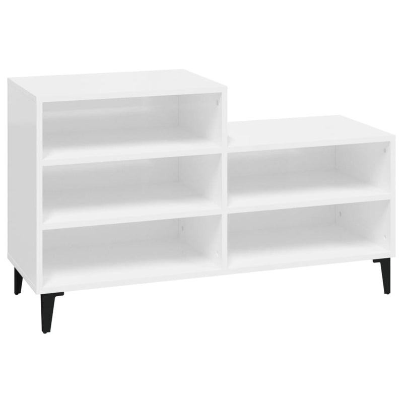 vidaXL magasfényű fehér szerelt fa cipősszekrény 102x36x60 cm