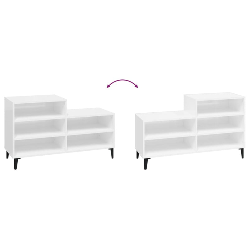 vidaXL magasfényű fehér szerelt fa cipősszekrény 102x36x60 cm