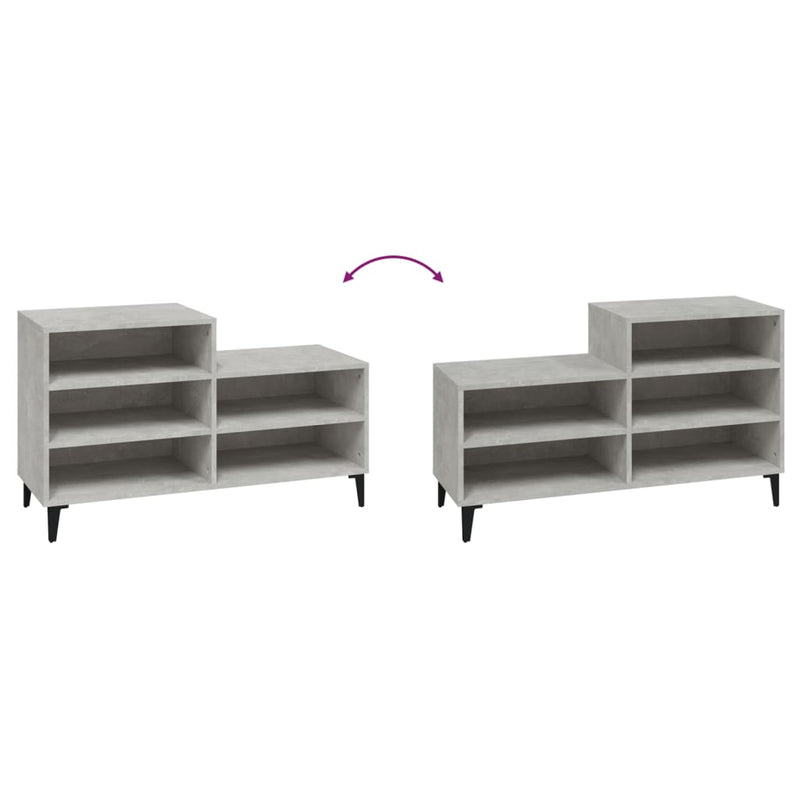 vidaXL betonszürke szerelt fa cipőszekrény 102x36x60 cm