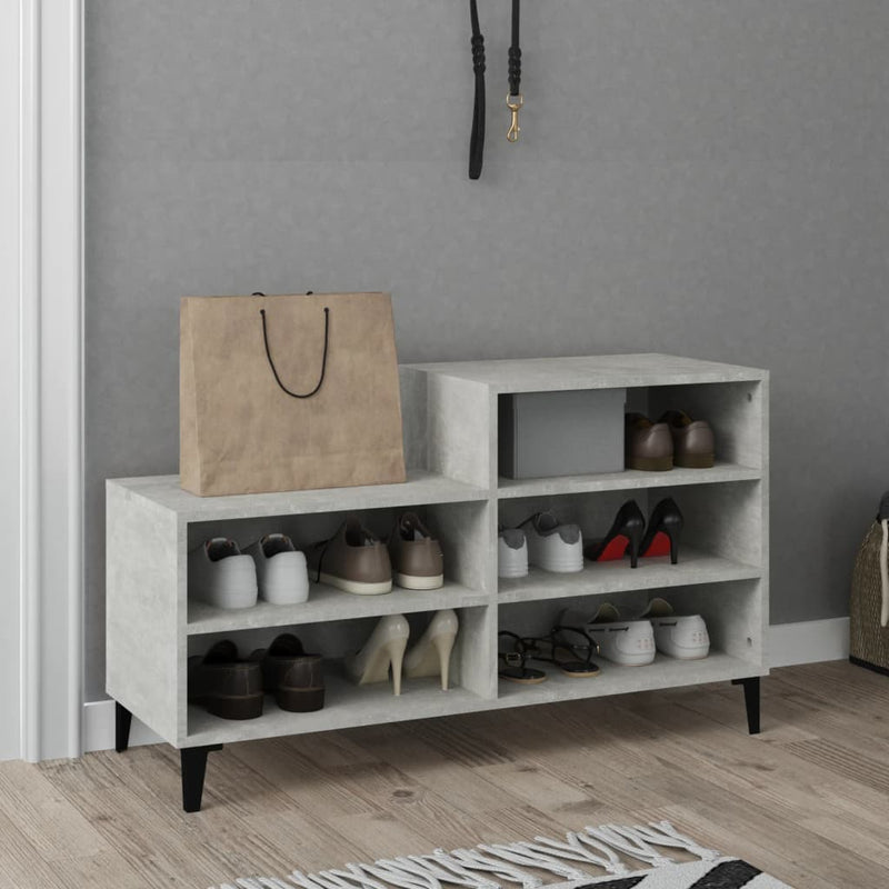 vidaXL betonszürke szerelt fa cipőszekrény 102x36x60 cm
