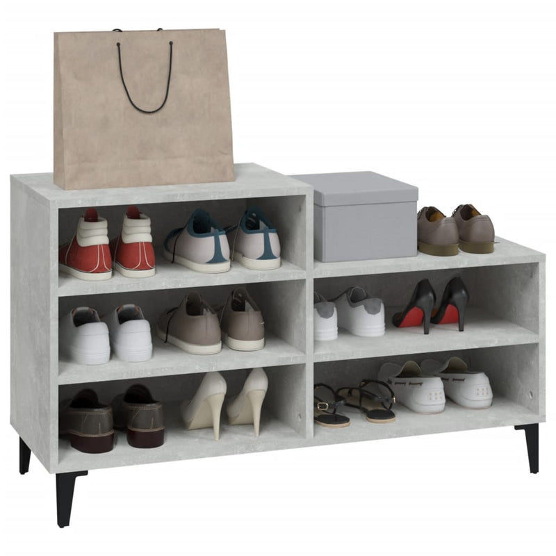 vidaXL betonszürke szerelt fa cipőszekrény 102x36x60 cm