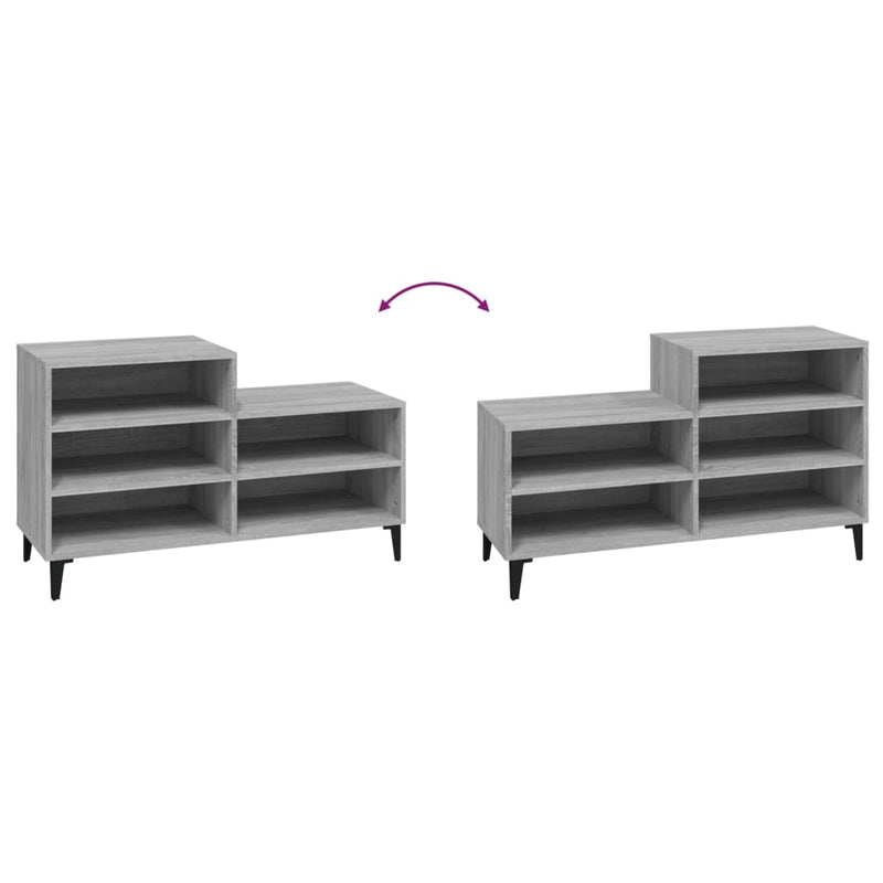 vidaXL szürke sonoma színű szerelt fa cipősszekrény 102x36x60 cm