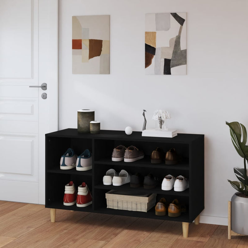 vidaXL fekete szerelt fa cipősszekrény 102x36x60 cm