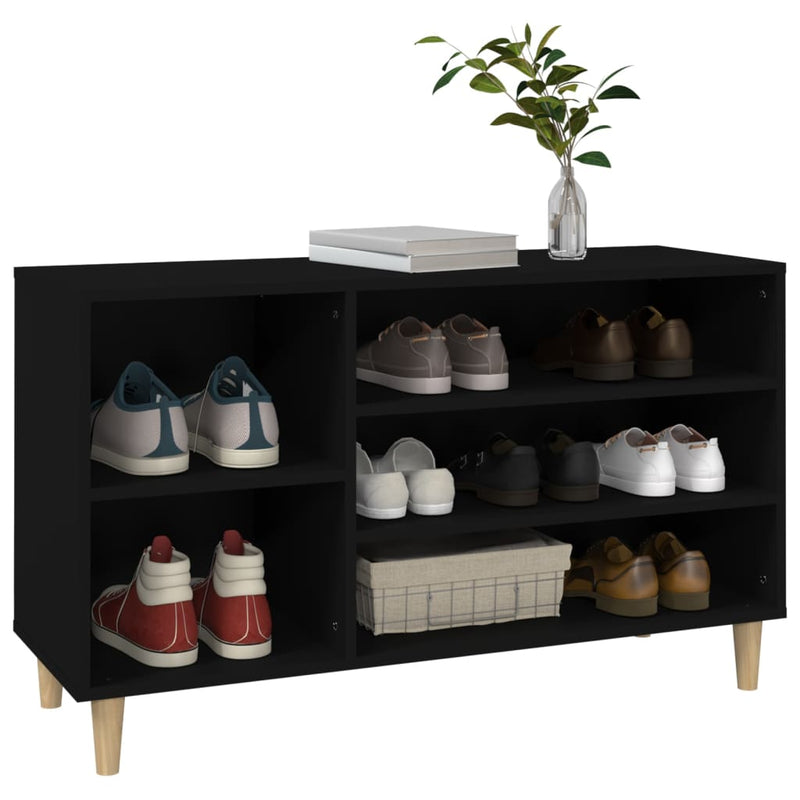 vidaXL fekete szerelt fa cipősszekrény 102x36x60 cm