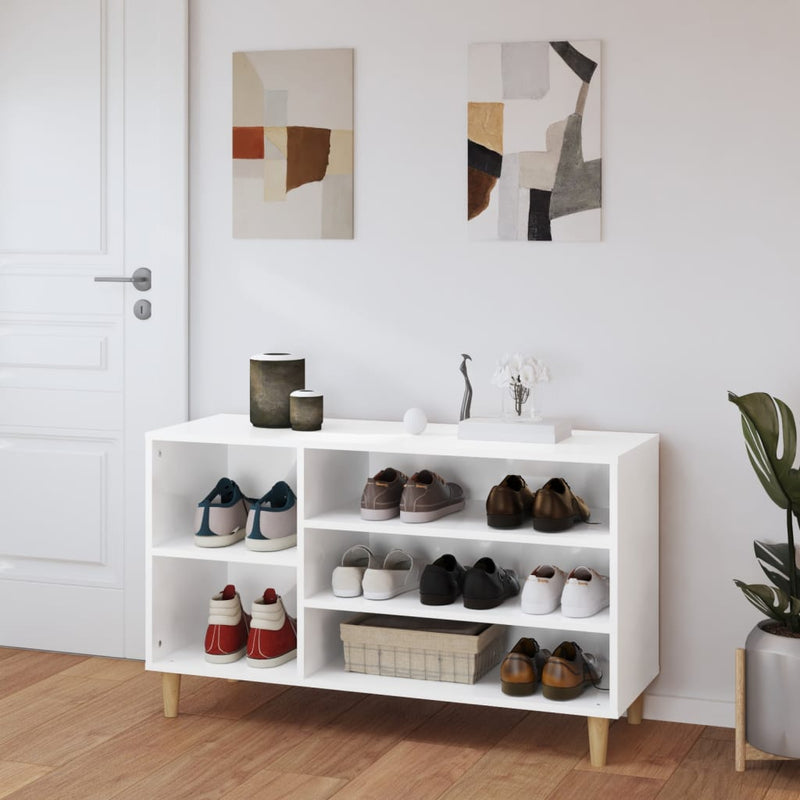 vidaXL magasfényű fehér szerelt fa cipősszekrény 102x36x60 cm