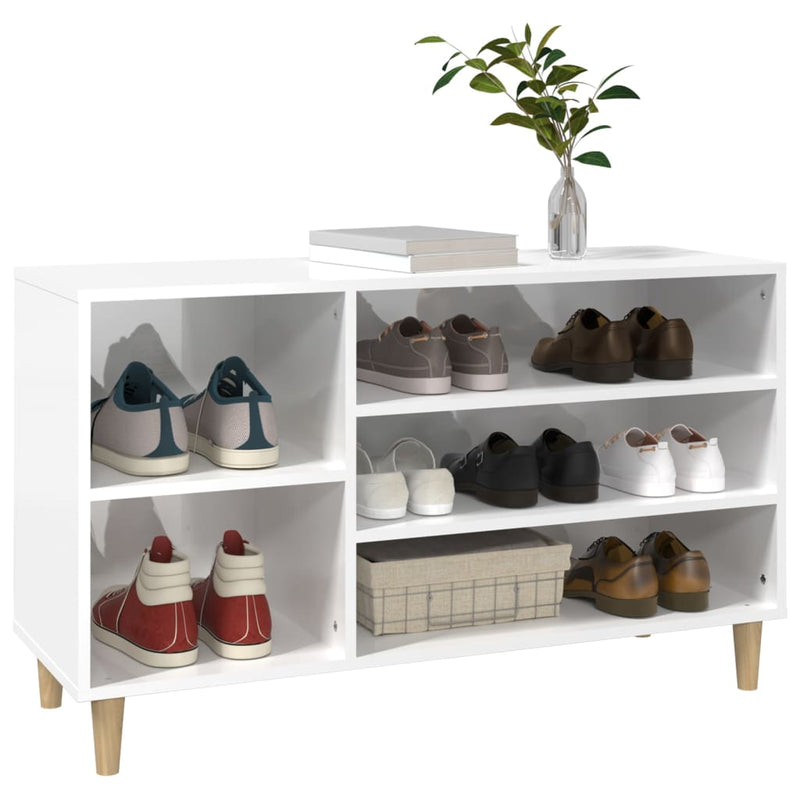 vidaXL magasfényű fehér szerelt fa cipősszekrény 102x36x60 cm