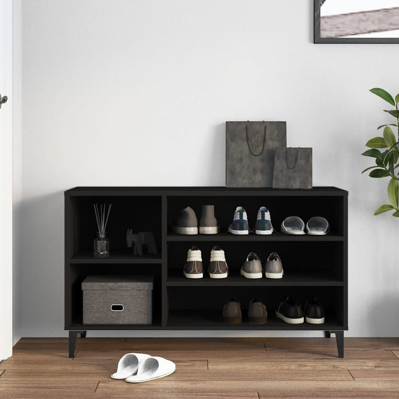vidaXL fekete szerelt fa cipősszekrény 102x36x60 cm