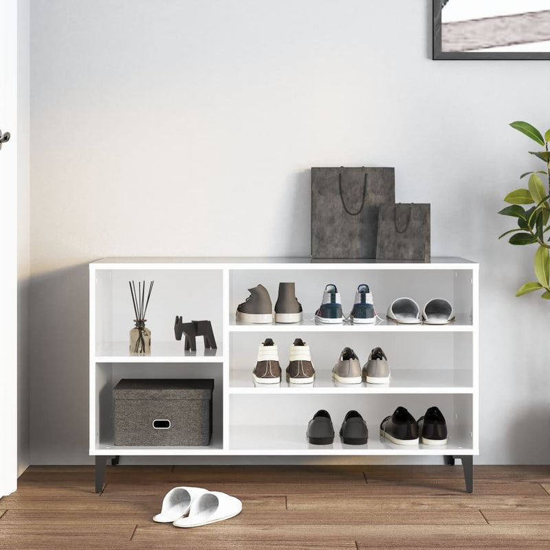vidaXL magasfényű fehér szerelt fa cipősszekrény 102x36x60 cm